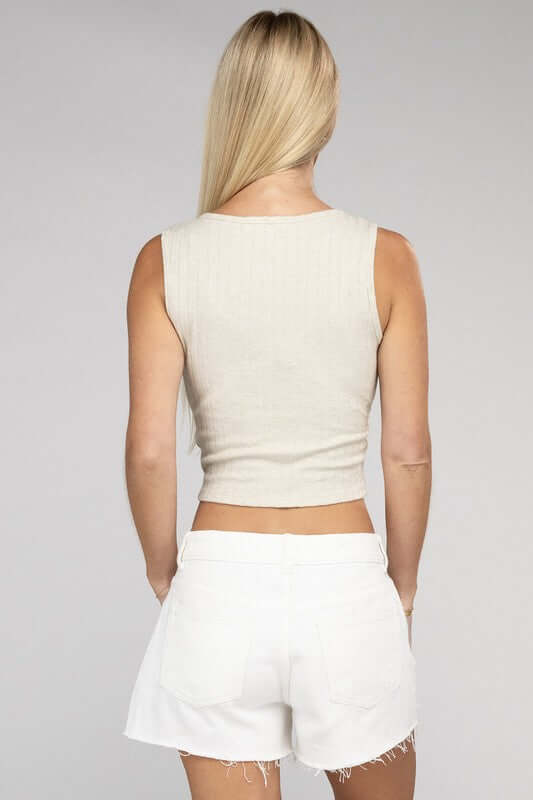 Ribbed Scoop Neck Cropped Sleeveless Top, ZENANA, $ 15.95