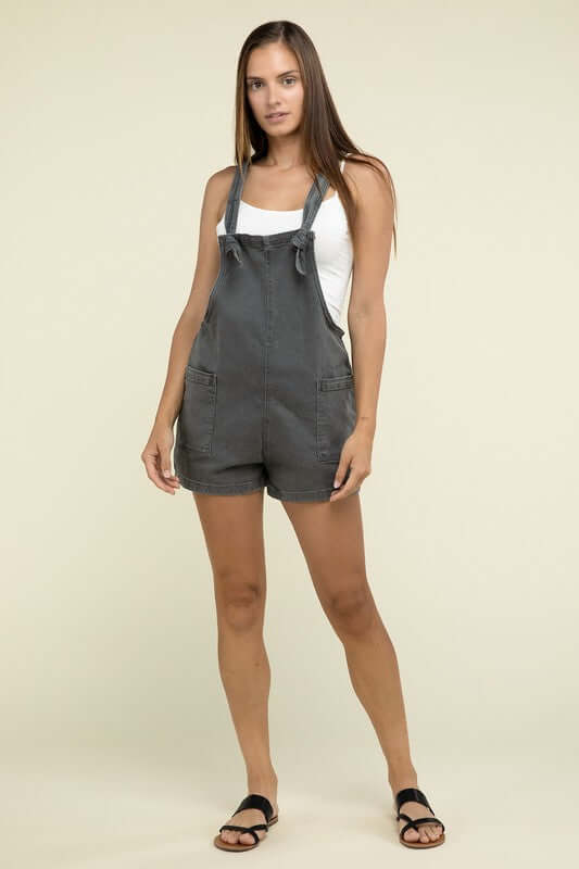 Washed Knot Strap Romper, ZENANA, $ 55.00