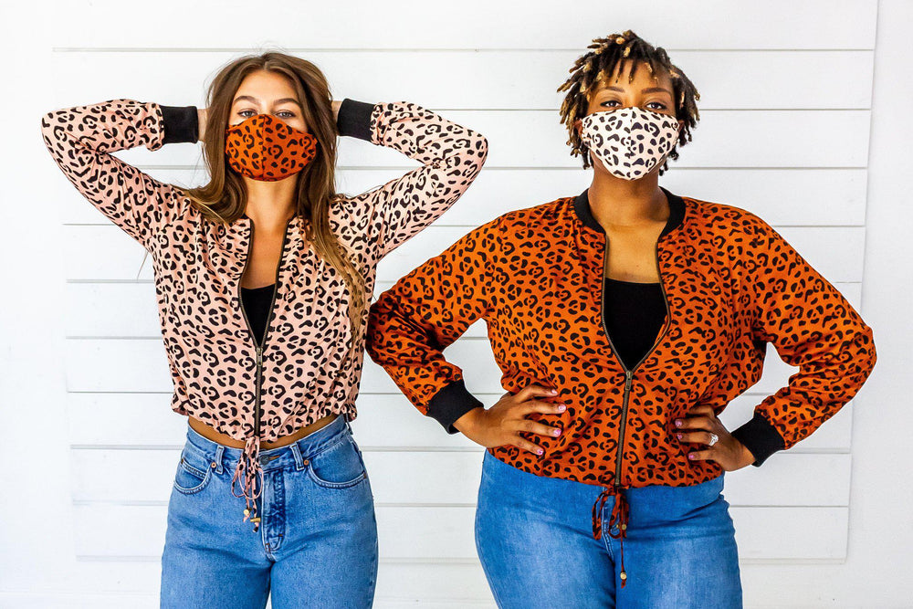 Leopard Bomber in Blush + Black | Boutique In USA, Jackets, $ 130.00, A Moment Of Now™