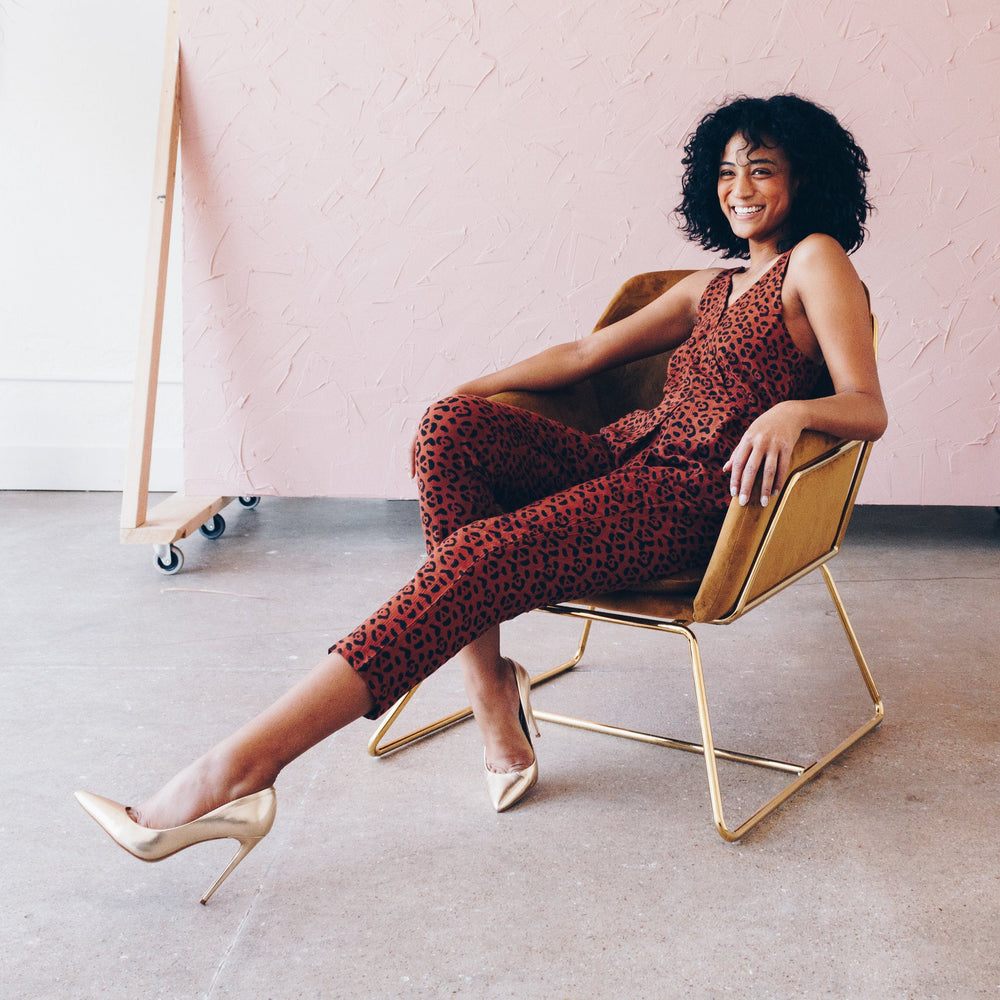 Leopard Strappy Jumpsuit in Sienna + Black | Boutique In USA, Jumpsuits, $ 140.00, A Moment Of Now™