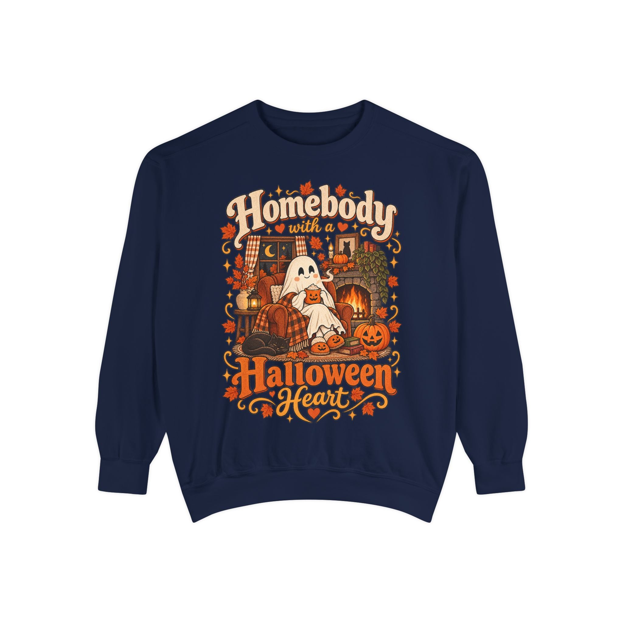Homebody Halloween sweatshirt with ghost and pumpkin graphic product photo 27