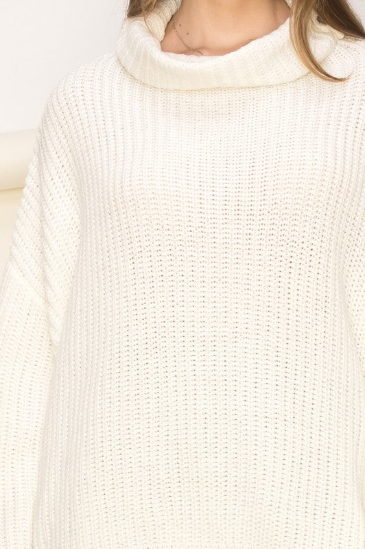Brown / Cream White Turtleneck Oversized Sweater | Boutique Clothing Sweaters A Moment Of Now Women’s Boutique Clothing Online Lifestyle Store