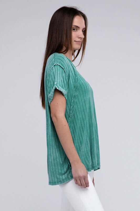 Ribbed Raglan Dolman Sleeve Boat-Neck Top, ZENANA, $ 29.95