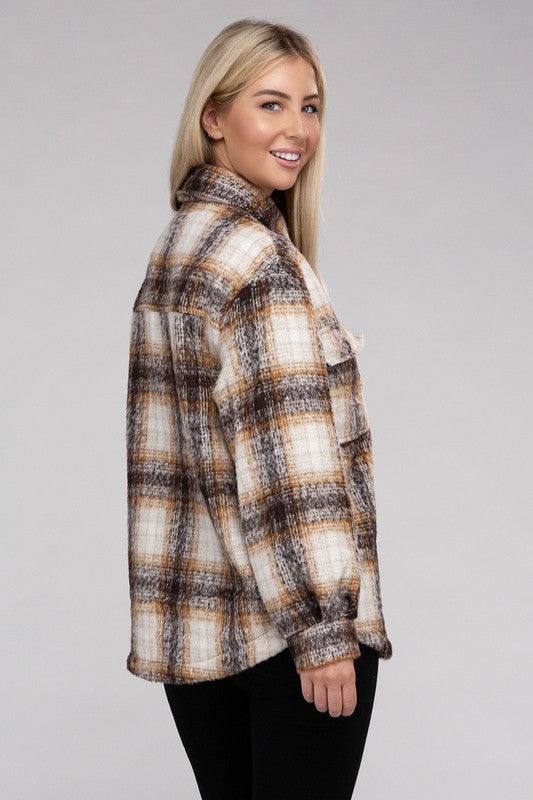 Shop Women's Cozy Plaid Flannel Shacket Jacket | Boutique Clothing, Shackets, USA Boutique