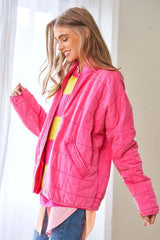 Washed Soft Comfy Quilting Zip Closure Jacket, Davi & Dani, $ 85.95