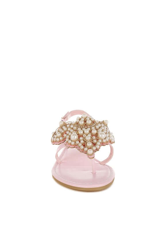 Nayasa Pn Buckle Pearls Flats Sandals - Stylish Comfort, Sandals, $ 79.99, A Moment Of Now™
