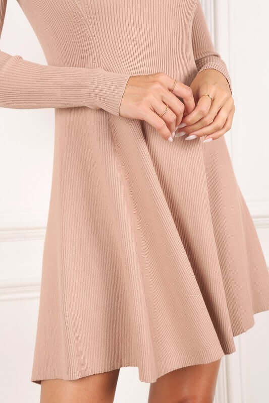Knitted Fit Long Sleeve Flare Mini Dress - Perfect for Any Occasion, Dresses, $ 51.95, A Moment Of Now™
