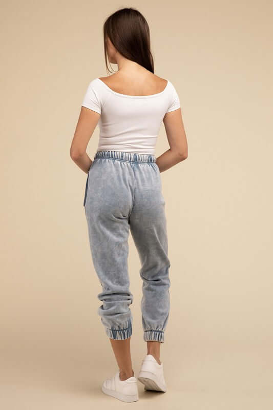 Women's Acid Wash Fleece Sweatpants Joggers with Pockets USA Boutique, ZENANA, $ 35.00