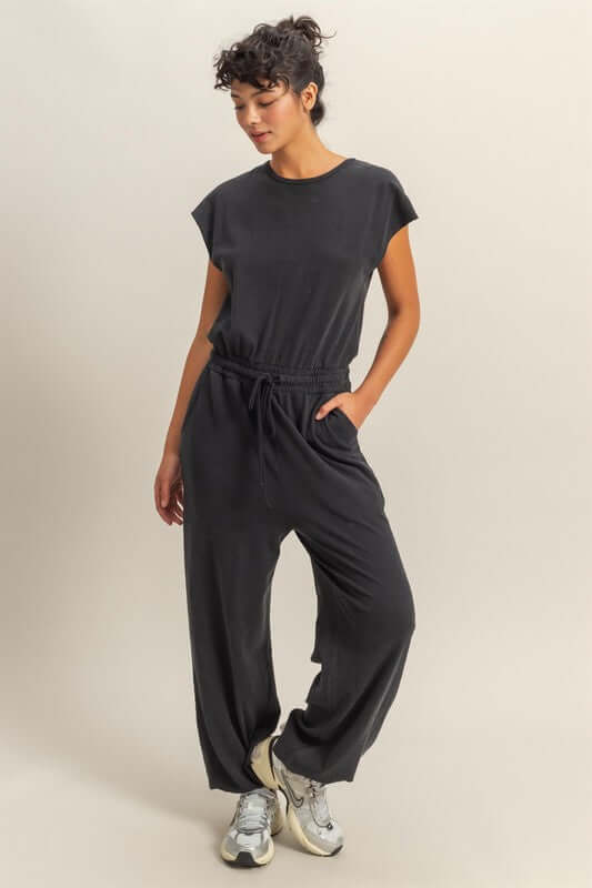 Chic Black Back Keyhole Jumpsuit - Cap Sleeve Style, Jumpsuits, $ 53.00, A Moment Of Now™