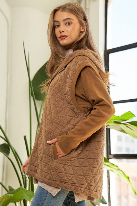 Shop Women's Beige Brown Zipper Front Hoodie Jacket | Boutique Clothing, Jackets, USA Boutique