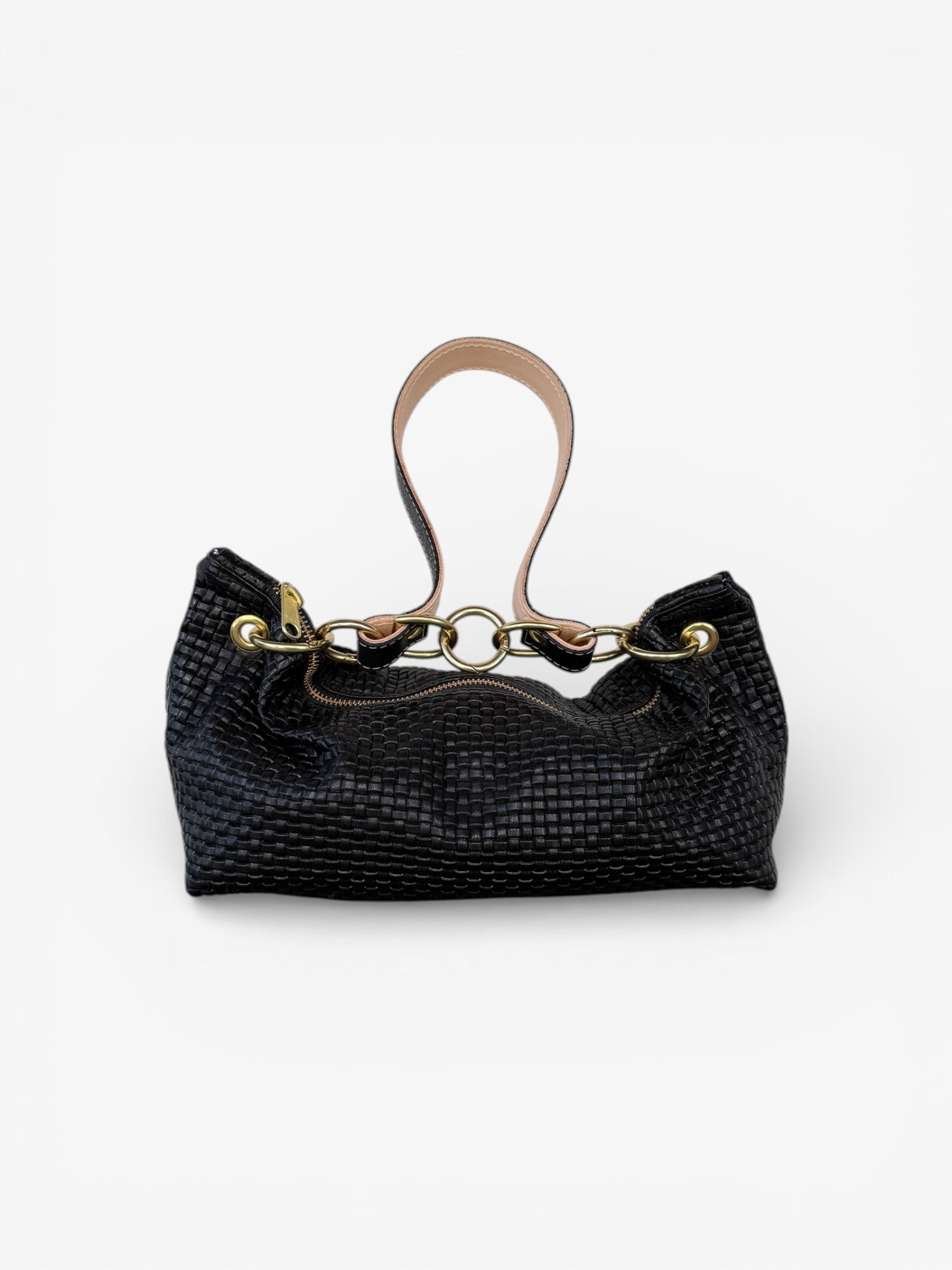 Blair Shoulder Bag, Black Embossed Leather