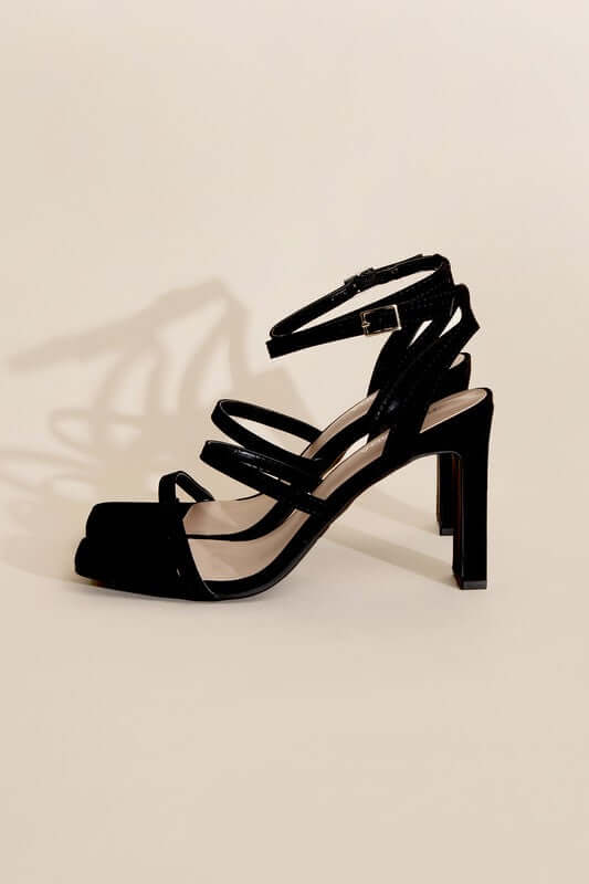 Black DEVIN-8 Ankle Strap Heels Sandals, Top Guy Footwear, $ 45.00