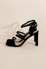 Black DEVIN-8 Ankle Strap Heels Sandals, Top Guy Footwear, $ 45.00