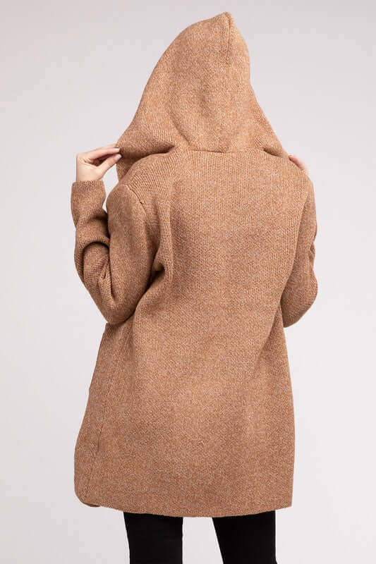 Hooded Open Front Sweater Cardigan, ZENANA, $ 50.95