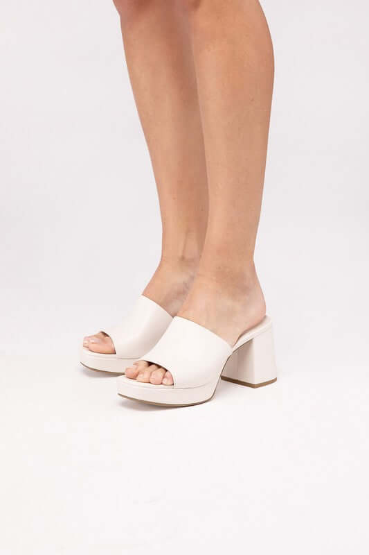 ZAFER-Bone Off White Slip On Mules Sandals