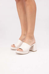 ZAFER-Bone Off White Slip On Mules Sandals