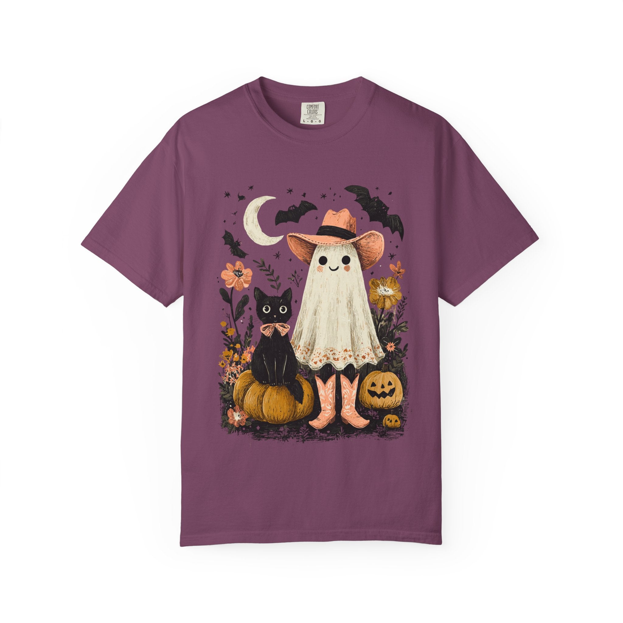 Halloween Ghost Costume T-Shirt — Cute Pumpkin, Black Cat & Bat Graphic Tee - t-shirt product image 15