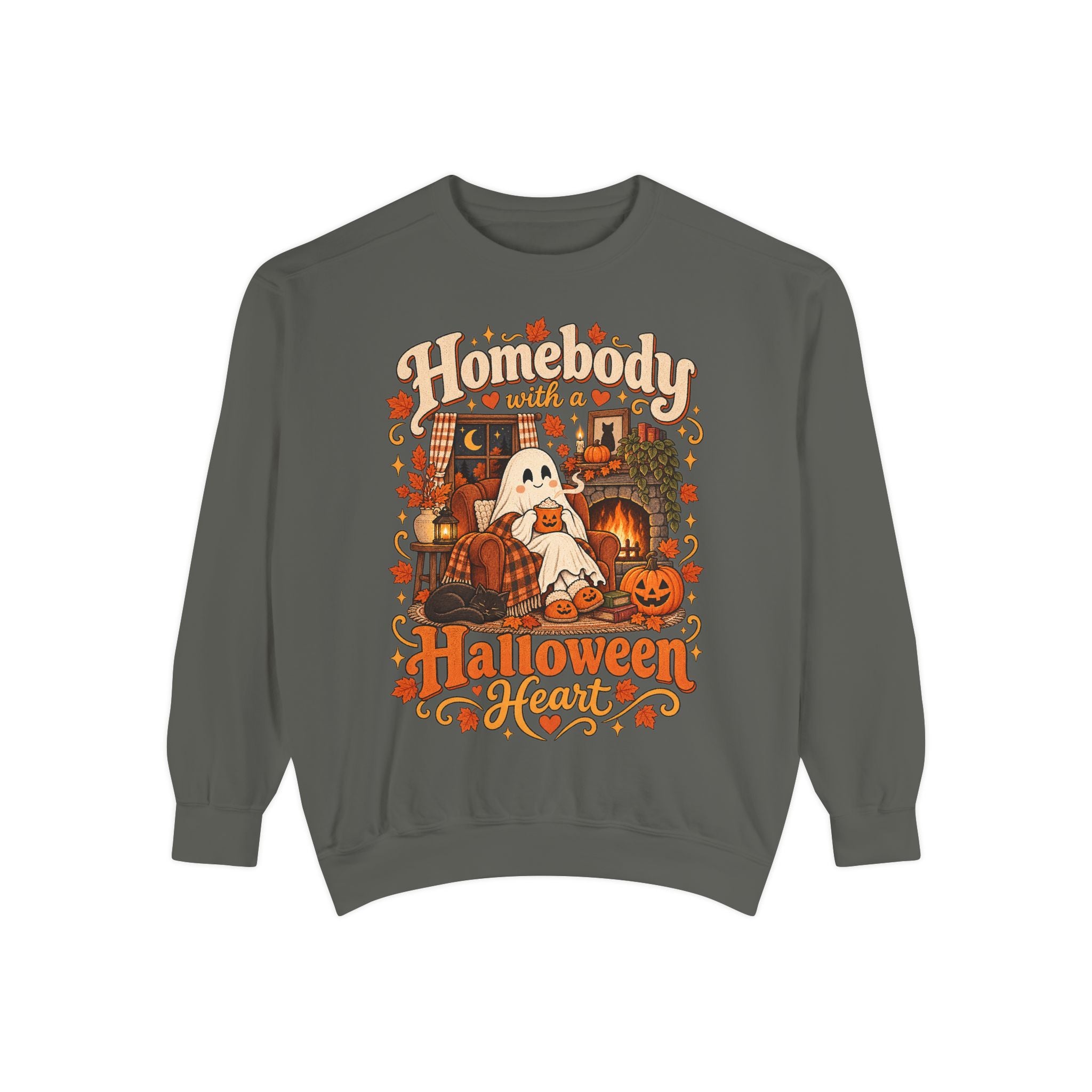 Homebody Halloween sweatshirt with ghost and pumpkin graphic product photo 16