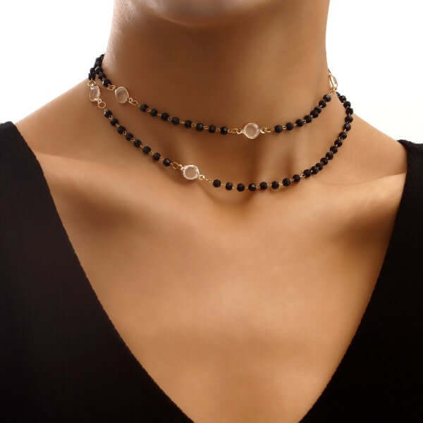 Serenity Black Gold Long Necklace - Elegant Accessory, Necklaces, $ 15.95, A Moment Of Now™