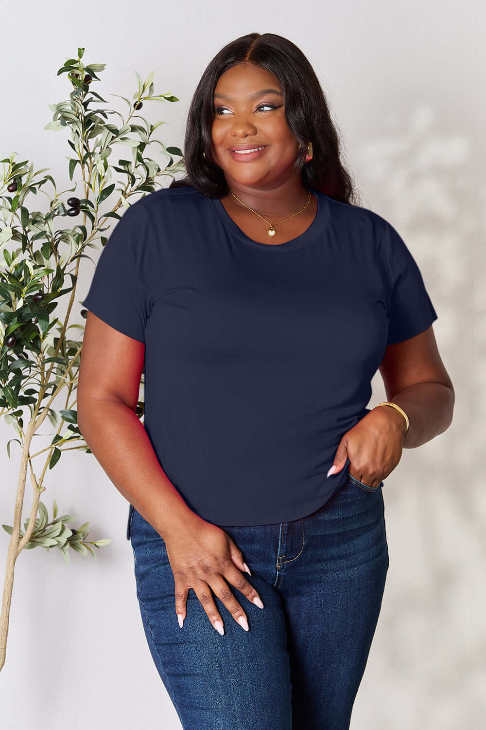 Solid Casual Round Neck Short Sleeve T-Shirt - Trendy Comfort, T-shirts, $ 19.00, A Moment Of Now™