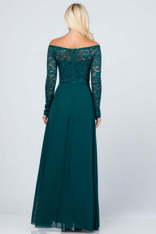 Elegant Plus Size Long Lace Sleeve Chiffon Gown, Dresses, $ 126.00, A Moment Of Now™