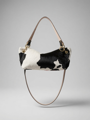 Blair Shoulder Bag, Cow Print Calf Hair-Black Leather