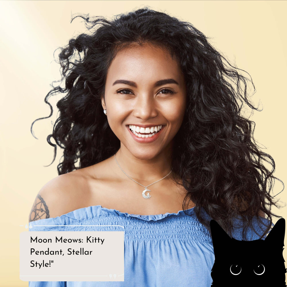 Silver Kitty Cat on The Moon Pendant Necklace for Cat Lovers | Gift for Birthday, Christmas, Mother's Day, Anniversary and Valentine's Day, Necklaces, $ 12.99, A Moment Of Now™