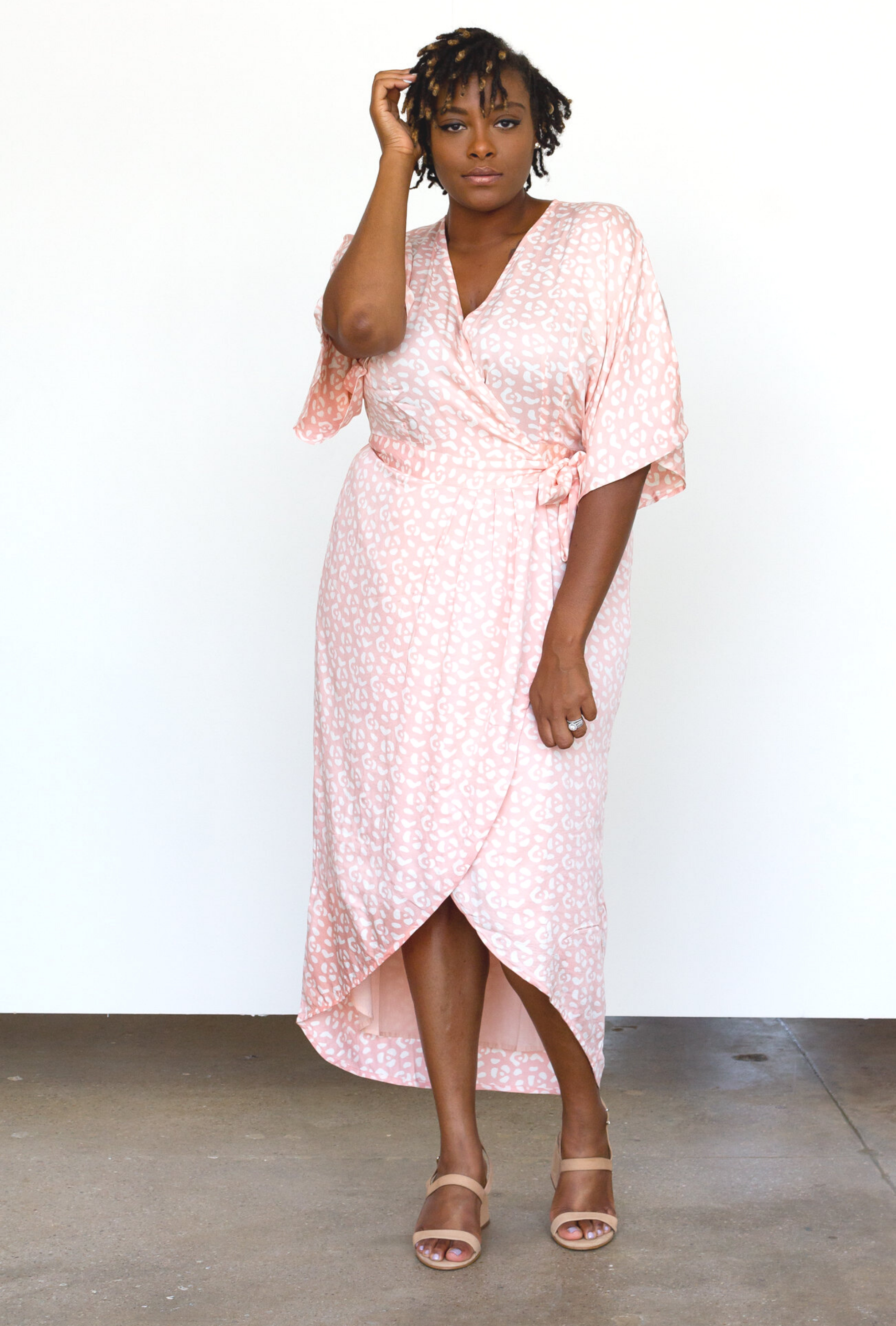 Leopard Maxi Wrap Dress in Blush + Cream | Boutique In USA, Dresses, $ 180.00, A Moment Of Now™