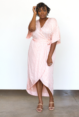 Leopard Maxi Wrap Dress in Blush + Cream | Boutique In USA, Dresses, $ 180.00, A Moment Of Now™