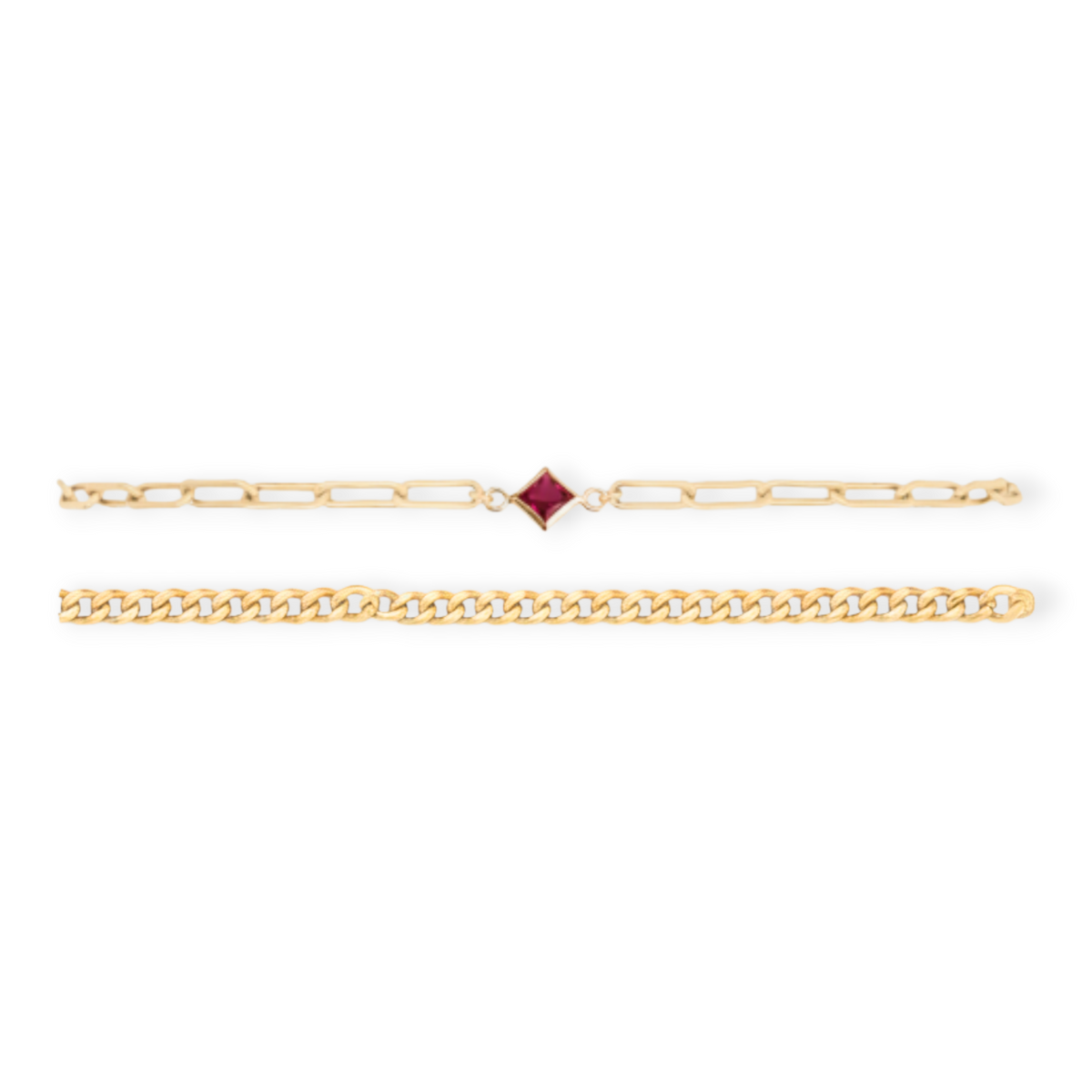 Birthstone Gabi Curb Bracelet Stack | 14K Gold Filled, Bracelets, $ 128.00, A Moment Of Now™