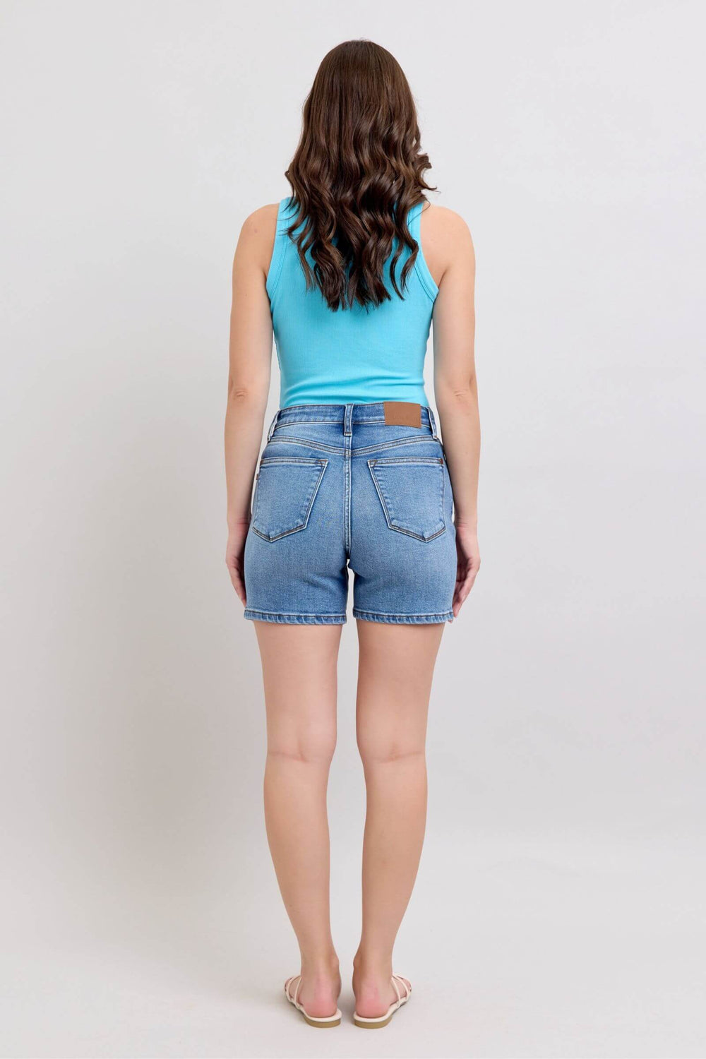 Judy Blue Medium Blue Double Button Denim Shorts | Plus Size, Shorts, $ 59.00, A Moment Of Now™