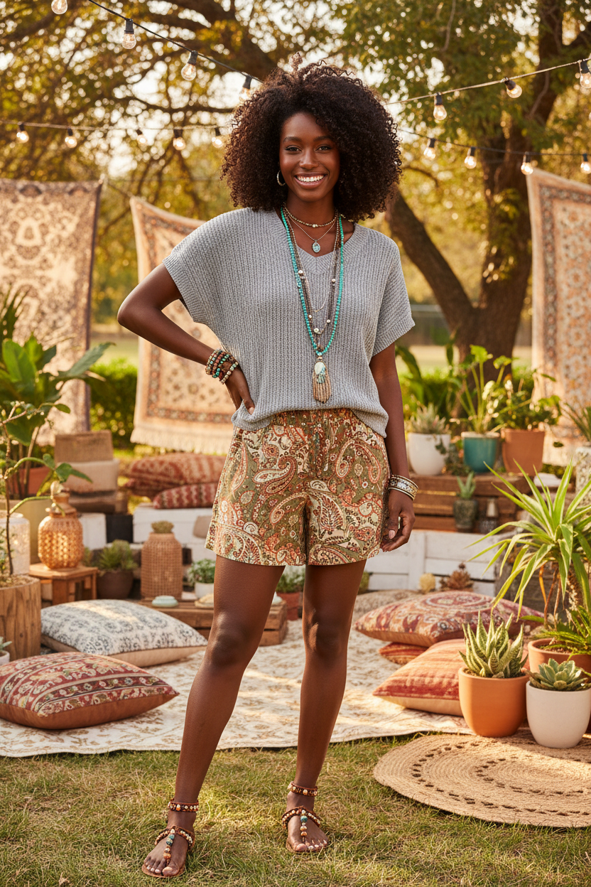 Grey Textured Knit V-Neck Cropped Sweater