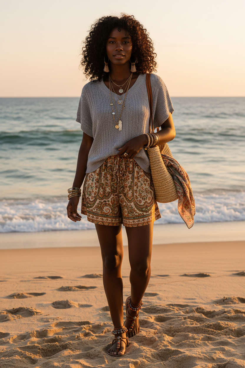 Grey Textured Knit V-Neck Cropped Sweater
