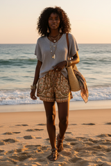 Grey Textured Knit V-Neck Cropped Sweater