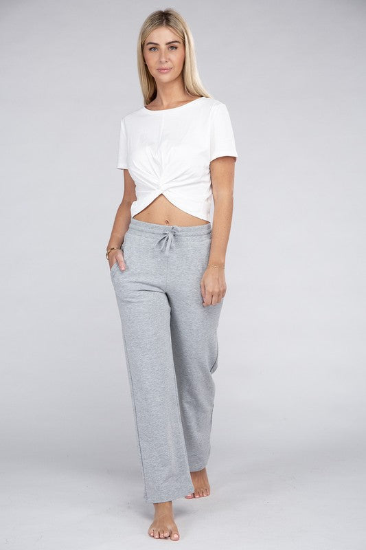 Comfy Relaxed Fit Lounge Wide Pants with Drawstrings