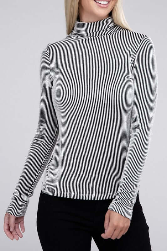 Ribbed Turtle Neck Long Sleeve Top, ZENANA, $ 25.00