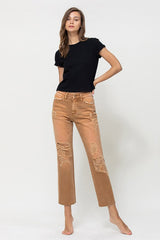 Shop Chic Women's High Rise Straight Crop in Brown | Fashion Boutique Jeans A Moment Of Now Women’s Boutique Clothing Online Lifestyle Store