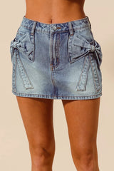 SO ME Bow Knot Pocket Denim Mini Skirt | Boutique In USA, Skirts, $ 59.00, A Moment Of Now™