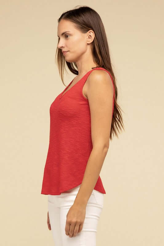 Solid V Neck Sleeveless Cami Tank Top, ZENANA, $ 19.95