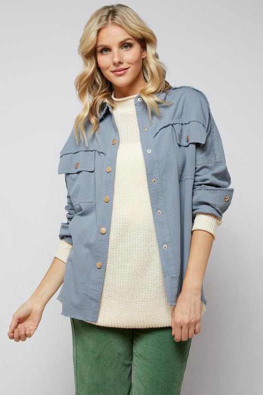 Sequin Long Sleeve Button Down Jacket Shacket