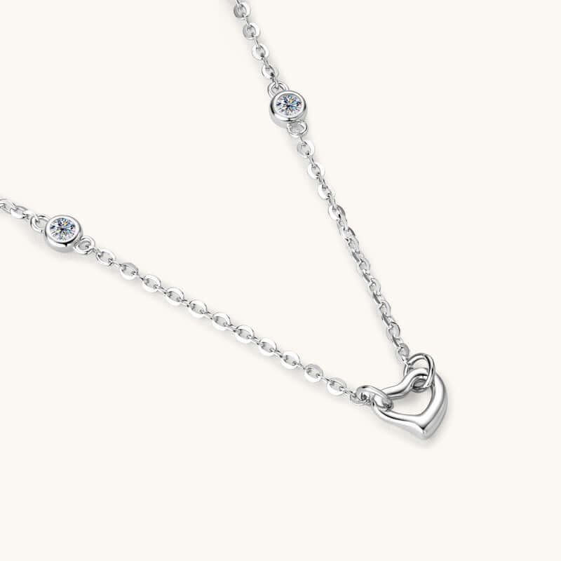 Moissanite 925 Sterling Silver Heart Necklace, Necklaces, $ 68.00, A Moment Of Now™