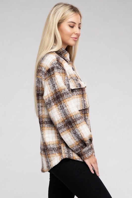 Shop Women's Cozy Plaid Flannel Shacket Jacket | Boutique Clothing, Shackets, USA Boutique