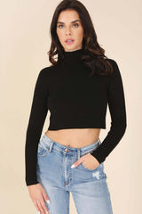 Mock Neck Lace-up Open Back Long Sleeve Top