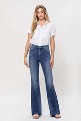 High Rise Flare W/Insert Panel Details Jeans