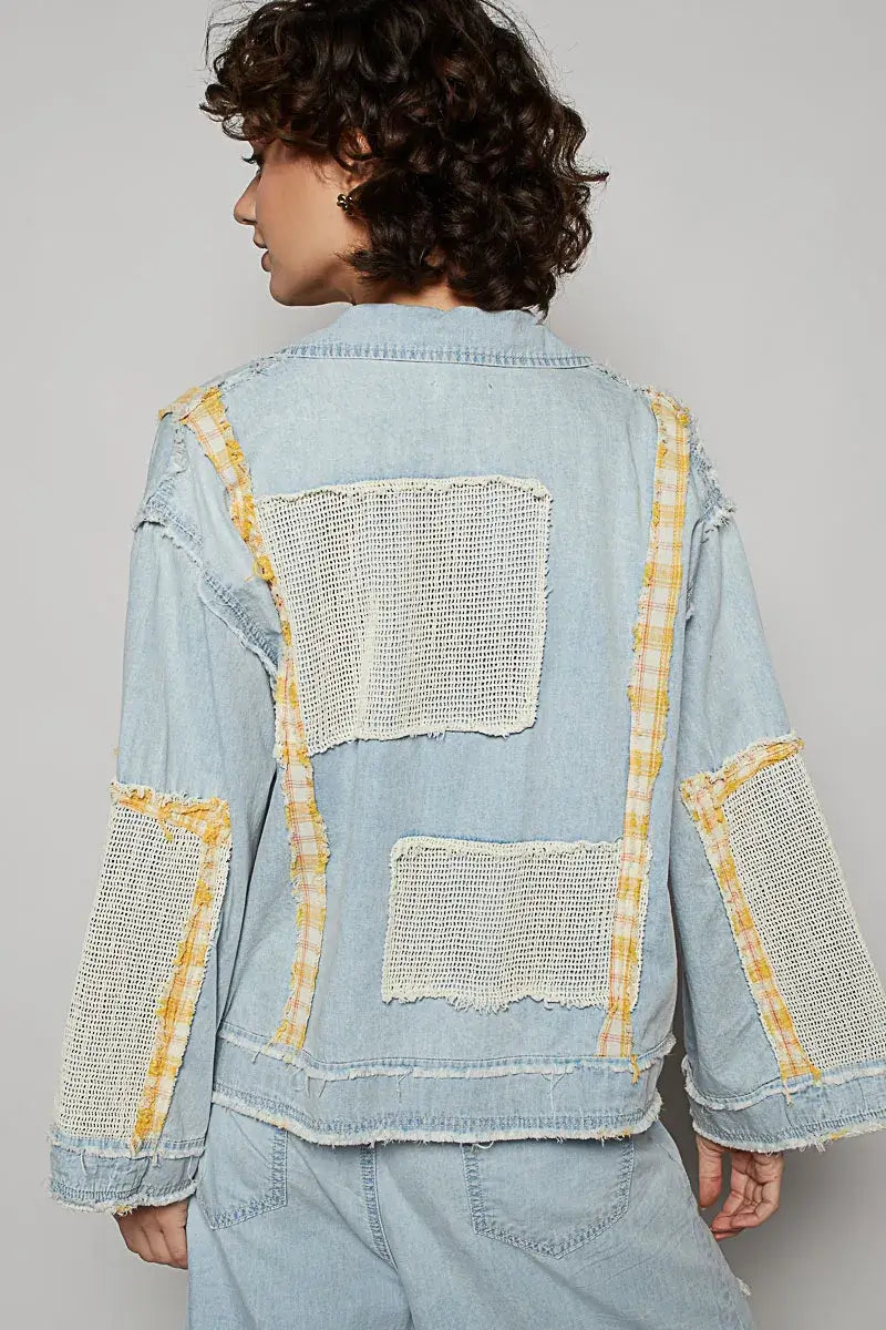 Light Blue Raw Hem Zip Up Denim Jacket - Stylish Accents, Jackets, $ 89.00, A Moment Of Now™