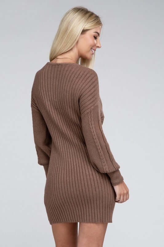 Shop Women's Brown Cable Knit Sweater Dress | Boutique Clothing & Shoes, Sweater Dresses, USA Boutique