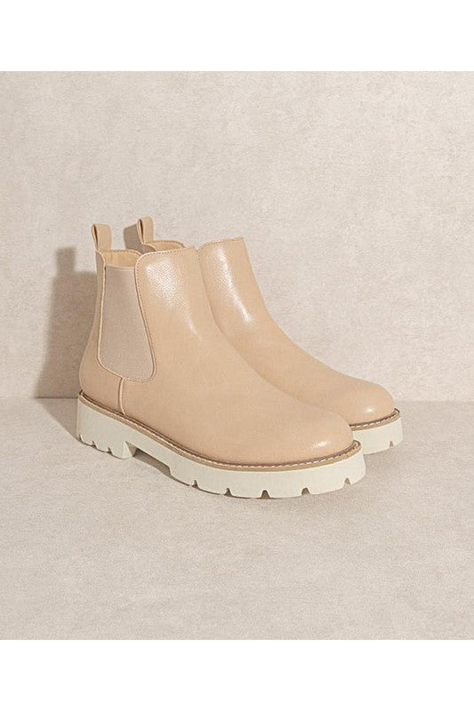 GIANNA Chunky Sole Chelsea Boots in Khaki / Nude, Let's See Style, A Moment Of Now