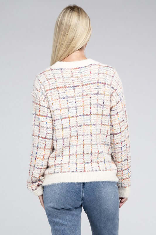 Ivory Textured Fancy Knit Sweater, Nuvi Apparel, $ 48.95