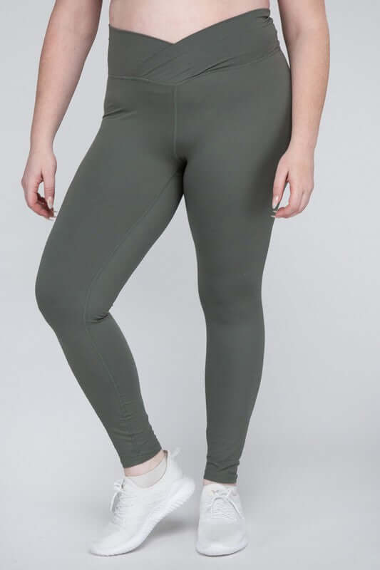 Shop Women's Plus Size V Waist Full Length Leggings | Boutique Activewear, Leggings, USA Boutique