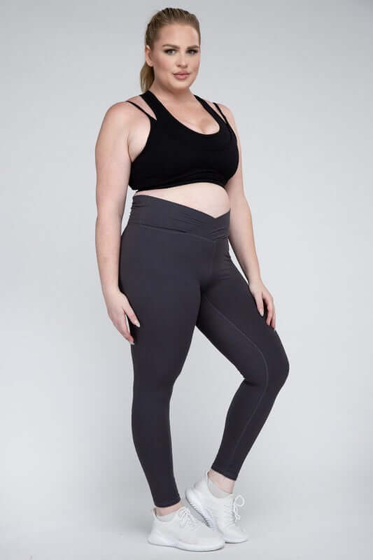 Shop Women's Plus Size V Waist Full Length Leggings | Boutique Activewear, Leggings, USA Boutique